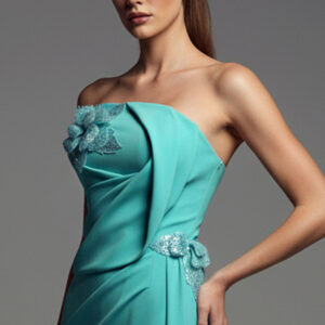 Alternative view of MNM COUTURE B1189 - Straight Neck Column Gown with 3D Floral Accent