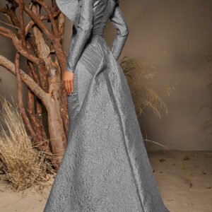 Alternative view of MNM COUTURE F02982 - Long Sleeve Structural Fan Evening Gown
