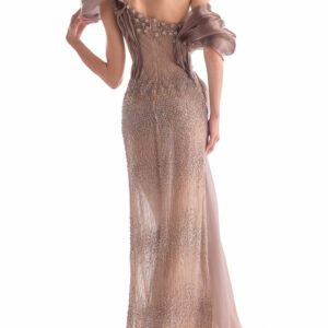 Alternative view of MNM COUTURE G2105 - Off-Shoulder Draped Sleeve Beaded Dress