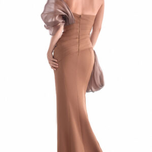 Alternative view of MNM COUTURE G2106 - Pleated Detail Asymmetric Evening Gown