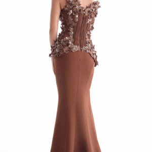Alternative view of MNM COUTURE G2108 - Floral Applique High Slit Sheath Dress
