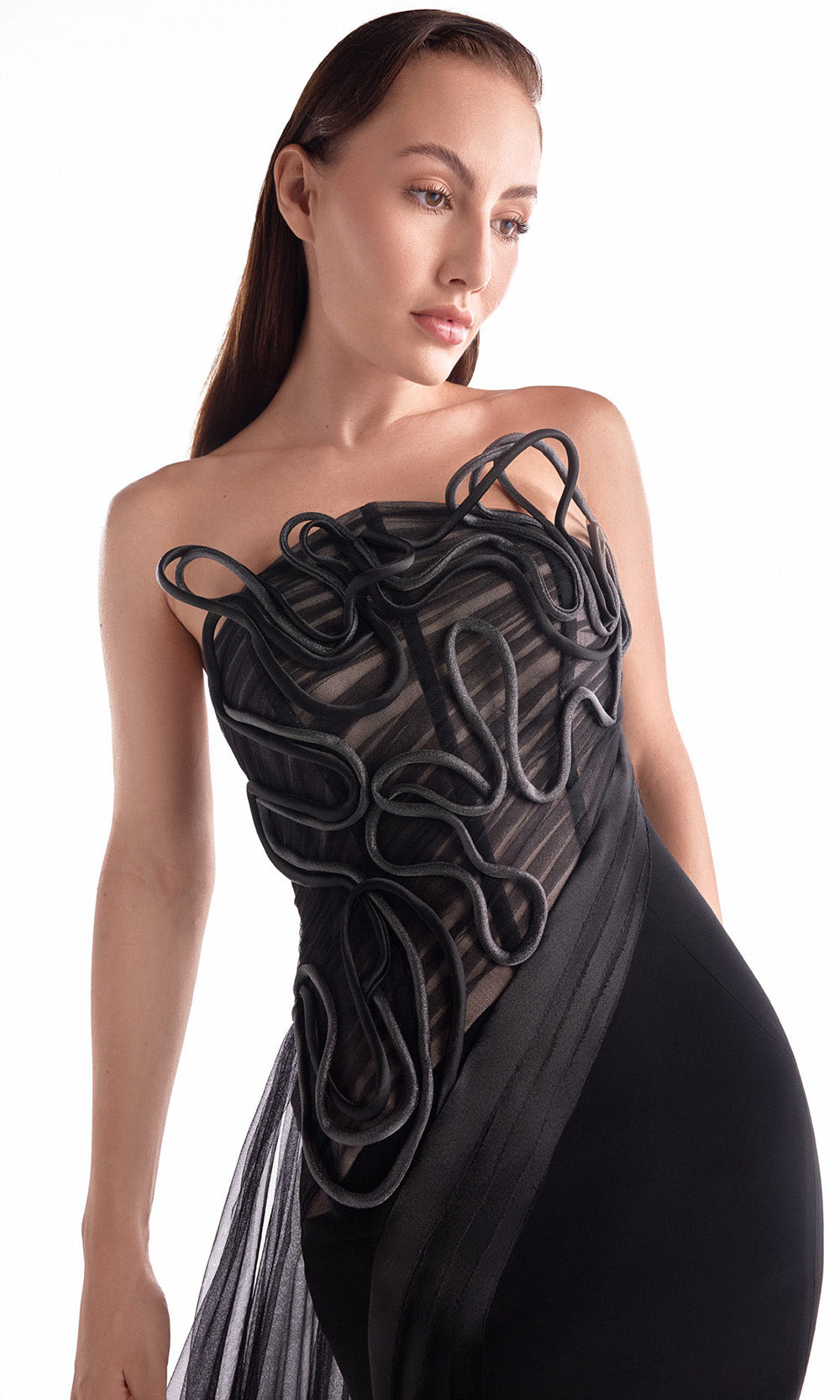 MNM COUTURE G2116 - Corded Embroidery Strapless Evening Gown - Image 6