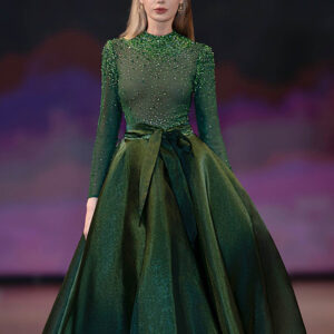 MNM COUTURE J03038 - Crystal Beaded Long Sleeve Ballgown