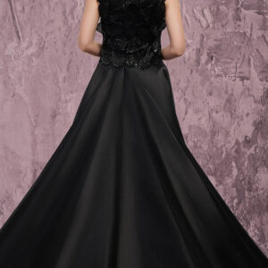 Alternative view of MNM COUTURE J03186 - Bateau Beaded Petal Applique Long Gown