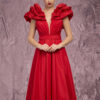 MNM COUTURE Q4363 - Ruffled Shoulder A-Line Taffeta Gown