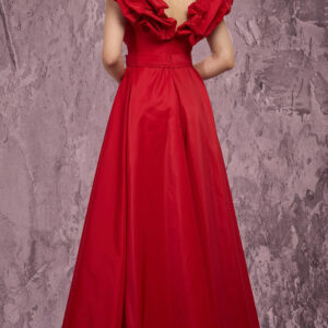 Alternative view of MNM COUTURE Q4363 - Ruffled Shoulder A-Line Taffeta Gown