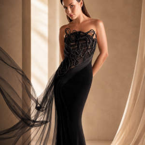 MNM COUTURE G2116 - Corded Embroidery Strapless Evening Gown